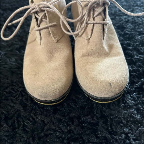 Cole Haan Nike Air Leather Suede Wedge Bootie Lace Up Tan Beige Size 9.5 - Picture 2 of 9